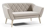 Sofa 2 Sitzer Grau Beige Rosa Samt Velour ohne Schlaffunktion Skandinavisch Holzbeine Wellenfedern (Grau - Riviera 91)