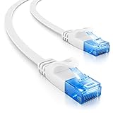 deleyCON 10m CAT6 Flaches Netzwerkkabel 1000 Mbit Gigabit LAN - Cat 6 RJ45 Ethernet Patchkabel Verlegekabel Flach - für Internet Switch Router Modem Patchpanel - Weiß