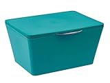 WENKO Aufbewahrungsbox mit Deckel Brasil, mattierter Aufbewahrungskorb für Badezimmer & Gäste-WC, dekorativer Badkorb aus bruchsicherem Kunststoff, BPA-frei, 19 x 10 x 15,5 cm,