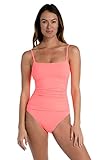 La Blanca Women's Standard Island Goddess Rouched Body Lingerie Mio One Piece Swimsuit, Hot Coral, 8