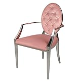 riess-ambiente.de Eleganter Stuhl MODERN BAROCK Altrosa Samt mit Armlehnen und Zierknöpfen Esszimmerstuhl B