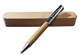 Penko SANTIAGO Wood Schreibset aus Buchenholz - Nachhaltiges und langlebiges Drehkugelschreiber-Set mit Etui - Perfekt für Homeoffice, Büro und als Geschenk