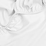 Amqua Mako Satin Spannbettlaken 90x190cm, 100% ägyptische Baumwolle (Zertifiziert), Bettlaken für Boxspringbett & Wasserbett oder Matratzen bis 30cm Höhe, Farbe: Weiß