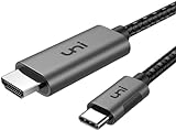 uni USB C auf HDMI Kabel [4K@60Hz],Thunderbolt 3/4 kompatibel, Aluminium+Nylon, Typ-C zu HDMI für iPhone 15 Pro/Pro Max, MacBook iPad Pro/Air, iMac, Surface Book 2, Samsung S23, Pixelbook usw. -1,8