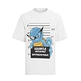 Bio Baumwolle Damen Oversize T-Shirt Funny Wasser Schildkröten Taschen Monster Pika Poke Anime Comic (DE/NL/SE/PL, Alphanumerisch, 3XL, Regular, Regular, Weiß)