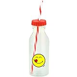 Smiley Emoticon Lecker Flasche mit Strohhalm 55cl - orang