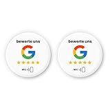 Google Bewertungs-NFC Sticker 2er-Pack – zum selbst einrichten & überschreibbar – 3 cm Ø – Für Gastronomie, Dienstleister & Shop