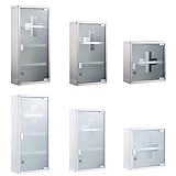 Zedelmaier Medizinschrank aus Edelstahl,Medikamenten Aufbewahrung,Medikamentenschrank 2 Fächer,Apothekerschrank,Badezimmerschrank,Hängend,Abschließbarer Medizinschrank,30 x 30 x 12 cm,Weiß