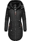 MARIKOO Damen Warmer Winterparka mit Abnehmbarer Kapuze Kamii Schwarz Gr. S