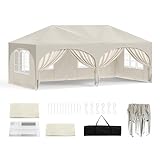 WOLTU Pavillon, Faltpavillon 3x6 m, mit 6 Seitenwänden, Partyzelt wasserabweisend UV-Schutz 50+, höhenverstellbarer Gartenpavillon, mit Tragetasche, für Outdoor Garten Camping Beig