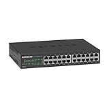 Netgear GS324 Switch 24 Port Switch Gigabit Ethernet LAN Switch (Plug-and-Play Netzwerk Switch, lüfterlos, Switch 19 Zoll Rack-Montage, robustes Metallgehäuse), Schw