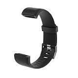 Armband Armband Uhr Ersatzarmband Silikon Uhrenarmband Kompatibel mit ID115 Plus Smart Watch, Schwarz , Wie Gezeig