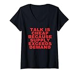 Funny Economics Economist pres Distressed Typografie T-Shirt mit V
