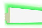 HEXIM LED Stuckleisten aus PU - Indirekte Beleuchtung mit modernen Deckenleisten, lichtundurchlässig, leicht und schlagzäh - (40 Meter Sparpaket LED-18 65x34mm) Zierprofil, Stuck, Deckenbeleuchtung