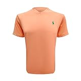 POLO RALPH LAUREN Herren-T-Shirt mit V-Ausschnitt, klassische Passform, Orange (grünes Pony),