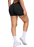 RIOJOY Damen Gym Shorts V Back Scrunch Butt Sport Shorts Sexy Kurze Leggings Workout Yoga Biker Shorts Schwarz M