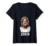 Damen Zeus Altgriechische Mythologie Gott Büste Statue Figur T-Shirt mit V