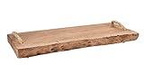 Spetebo Massivholz Servierplatte 50x20 cm mit 2 Tragegriffen - Holz Servierbrett Serviertab