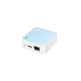 TP-Link TL-WR802N N300 WLAN Nano Router (Tragbar, Accesspoint, TV Adapter, Repeater, Router, Client, 300 Mbit/s (2,4GHz), Media, FTP Server), blau/ weiß, 57 x 57 x18