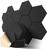 Hexagon Akustikplatten Selbstklebend, 12 Stück Hohe Dichte Schallabsorber für Decken-/Tür-/Wanddekoration und Akustische Behandlung, Studio/Home/Gaming Deko (30x26x0.9cm)