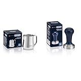 De'Longhi DLSC058 Kaffee-Tamper aus Edelstahl mit Holzgriff, blau/silber & Milchkännchen DLSC060, 350 ml, E