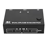 Dual 8K KVM Switch 2 Computer DisplayPort USB 2.0 Dual KVM DisplayPort 1.4 Plug and Play, Unterstützt Mehrere Eingabegeräte, für Bü