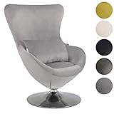 Mingone Sessel Samt Design Loungesessel Modern mit Kissen Einzelsofa Clubsessel Cocktailsessel Polstersessel mit Rücklehne (Grau)