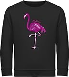 Sweatshirt Kinder Pullover für Jungen Mädchen - Tiermotiv Animal Print - Flamingo - Just Fabulous - 152 (12/13 Jahre) - Schwarz - Tiere vogelmotiv Hoddies/pullies Animals kinderpullover - JH030