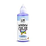 LM Window Color 80ml - Azur-Blau - Fenster-Farben zum Basteln & Malen. Für wieder abziehbare Deko Fensterbilder im Kinderzimmer, auf Flaschen, Spiegel oder Fliesen. Fensterfarben ohne Lösung