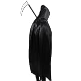 VANZACK Grim-Kostüm Für Erwachsene Halloween-Grim-Kapuzenmantel Umhang Mit Sense-Set Horror- Schwarzes Phantom Cosplay Für Unisex