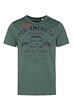 Camp David Herren T-Shirt mit Label Prints und Stickereien Grey Green XXL