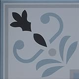 Casa Moro Marokkanische Eckbordüre Cadis 20x20 cm quadratisch Keramik-Fliese in Zementfliesen-Optik | Fliesen-Bordüre Blau Weiß Grau Schwarz Bodenfliesen & Wandfliesen für Bad Küche Flur FL6001