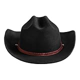 Samplife Western Cowboy Hut Herren Mexikanischen Stil Cowgirl Wolle Fedora Cattleman Erwachsene Outback Schwarz, Schwarz, larg