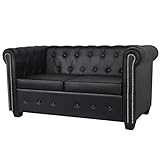 Maxspace Chesterfield-Sofa 2-Sitzer Kunstleder Schwarz mit schlaffunktion, einfacher Aufbau, modernes Design, polstermöbel. Schlafcouch zum Wohnzimmer. Widerstandsfähiges, Minimalistisches Desig