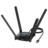 AX5400 USB WLAN Stick für PC, WAVLINK WiFi 6E USB WLAN Adapter PC, 2402Mbit/s 6GHz + 2402Mbit/s 5GHz + 573Mbit/s 2.4GHz, WPA3-Verschlüsselung, eingebauter Treiber, Schwarz, NUR für Windows 10/11