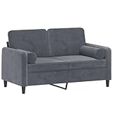 vidaXL Sofa 2 Sitzer, Couch mit Zierkissen, Liegesofa für Wohnzimmer, Polstersofa Sessel Relaxsofa Loungesofa Relaxcouch, Dunkelgrau S