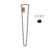 Moria Hairpin Leg 1 Stück | Möbelfüße, Tischbeine von 10 bis 80 cm | für Schrank, Hocker, Nachttisch, Couchtisch | Tischfüße mit Bodenschoner und Schrauben | 61 cm - 2 Streben (Metall, Schwarz)