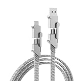 PEAKINGTECH USB Kabel Multi Ladekabel: 100W 4FT Grau Geflochtener Flachdraht 6-in-1 Typ A C Micro Lightning Stecker - für schnelles Laden & Datenübertragung