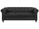Edles, modernes 3-Sitzer-Sofa aus Kunstleder in Schwarz C