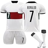 Generisch Portugal Nr.7 FußballTrikots Shorts Socken Set für Kinder/Erwachsene, Hause/Auswärts Nr.7 Fussball Trikots Trainingsanzug für Jungen H
