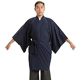 edoten ] Japanische Sashiko-Jacke, Cardigan Happi-Mantel, hergestellt in Japan, Blau, Larg
