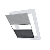 Insektenschutz Dachfenster-Plissee - 110 x 160cm weiß - Fliegengitter Dachfenster mit Rahmen, Rollo Fenster, Plissee ohne bohren, inklusive Sonnenschutz - individuell kürzb