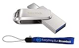 SanDisk Ultra Dual Drive Luxe 64 GB Typ-C Flash-Laufwerk für Microsoft Surface Book 3, Surface Duo 2, Surface 4, Surface Go 3 Tablets (SDDDC4-064G-G46) Bundle mit (1) Everything But Stromboli Lany