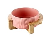 Keramiknapf für Hunde und Katzen, rosa Wassernapf und Futternapf mit Ständer, schwer und ohne Umkipp
