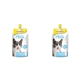 GimCat Milk - Katzenmilch aus echter laktosereduzierter Vollmilch mit Calcium für gesunde Knochen - 1 Beutel (1 x 200 ml) (Packung mit 2)