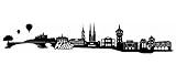 Samunshi® Halle Skyline Wandtattoo Sticker Aufkleber Wandaufkleber City Gedruckt Halle 120x23cm schw