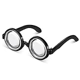 BBTO Nerd Brille mit Klaren Gläsern Retro Zauberer Brille Dicke Lustige Streber Brille Nerd Kostüm Brille für Erwachsene (Klassische Runde)