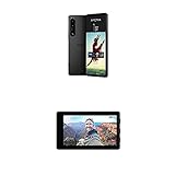 Sony Bundle Xperia 1 IV (5G Smartphone, 6,5 Zoll, 4K HDR 120 Hz OLED-Display 24+6 Monate Garantie [Amazon Exklusiv] schwarz Vlog-Monitor XQZ-IV01 für das Xperia PRO-I Schw