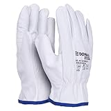 DONAU SAFETY Premium Arbeitshandschuhe Driver aus Ziegenleder / 1 Paar/Größe 11/XXL/Weiß/Lederhandschuhe mit elastischem Handgelenk/Montagehandschuhe/Handschuhe/Fahrerhandschu S