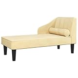 WREWING Modern Couch Sofa, Gästesofa,Getuftetes Zweiersofa für Wohnzimmer/Schlafzimmer/Büro/Gästezimmer - Chaiselongue mit Nackenrolle Creme S